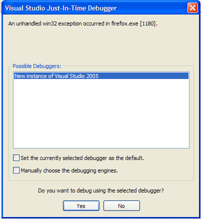 Exception in Firefox
